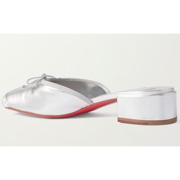 Christian Louboutin Mimiflirt 30 Silver Ballet Ballerina Slide Heel Mule 38.5 - Picture 12 of 16